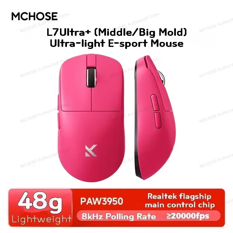 MCHOSE L7 Ultra Wireless Gaming Mouse 39g Lightweight E-Sport 8K Polling Rate Customized Optical Switch PAW3950 Flagship Sensor