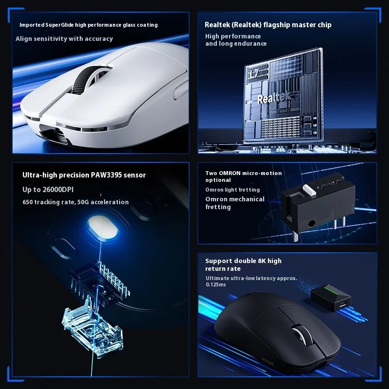 MCHOSE L7 Ultra Wireless Gaming Mouse 39g Lightweight E-Sport 8K Polling Rate Customized Optical Switch PAW3950 Flagship Sensor
