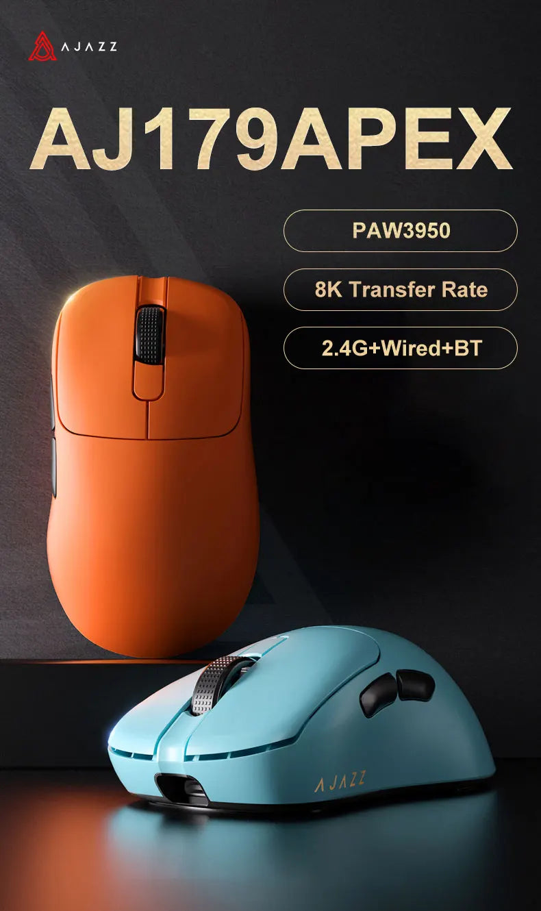 AJAZZ AJ179 APEX PAW3950 3000DPI 8Khz Wireless Gaming Mouse Right Handed Ergonomic Mouse with RGB Magnetic Screen Charging Base