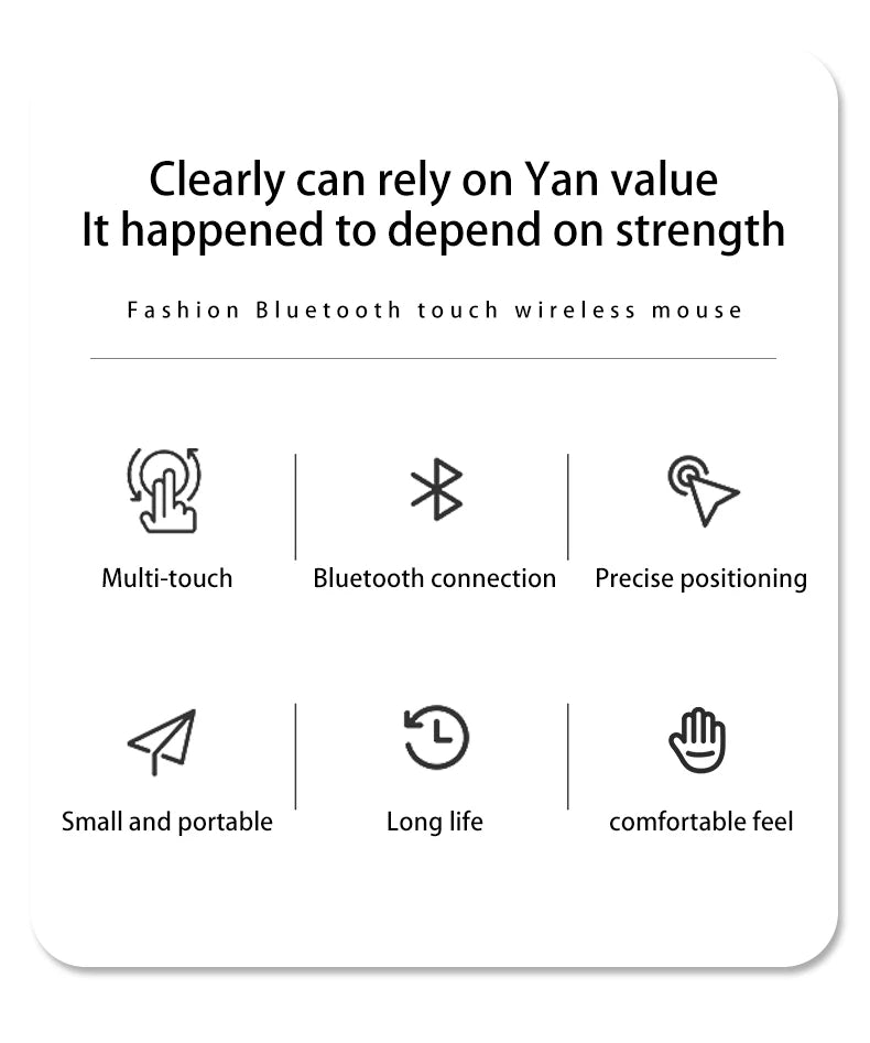 Rechargeable Bluetooth Mouse Magic 3 for MacBook Air/Pro & Win, Ergonomic Multi-Touch BT5.0 Wireless Slim Rechargeable Mouse