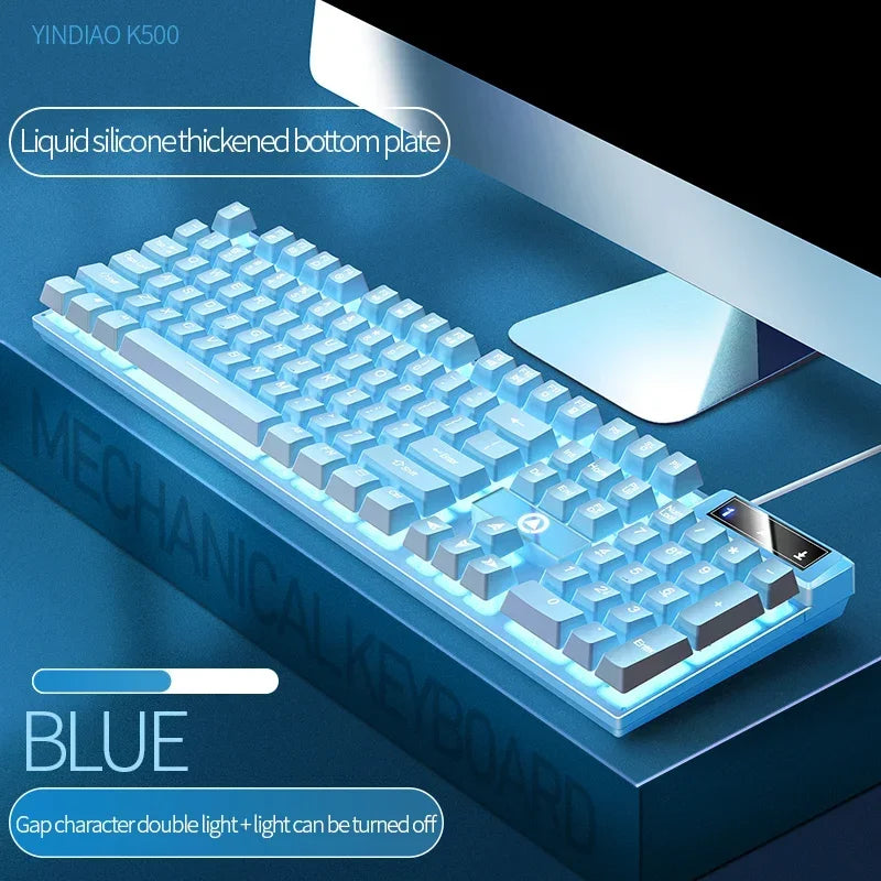 K500 Gaming Wired Mechanical Keyboard Luminous Color Blocking Ergonomic Conflict-free Buttons Pc Desktop Computer Accessories