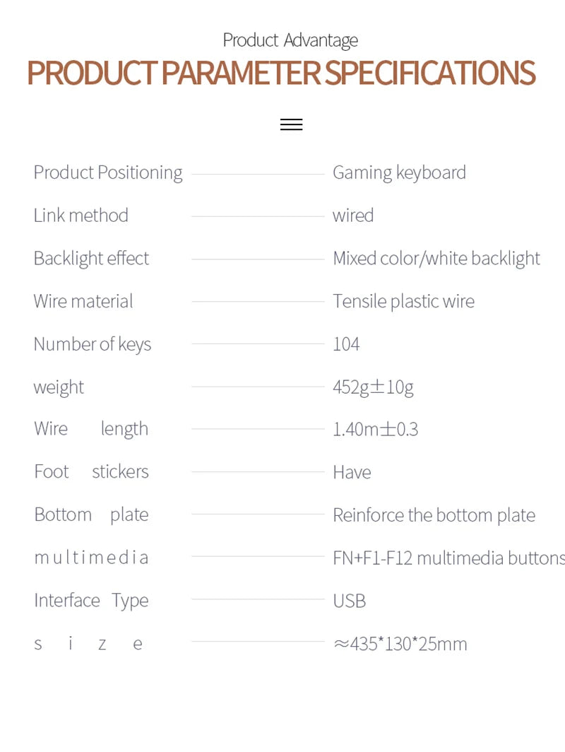 K500 Gaming Wired Mechanical Keyboard Luminous Color Blocking Ergonomic Conflict-free Buttons Pc Desktop Computer Accessories