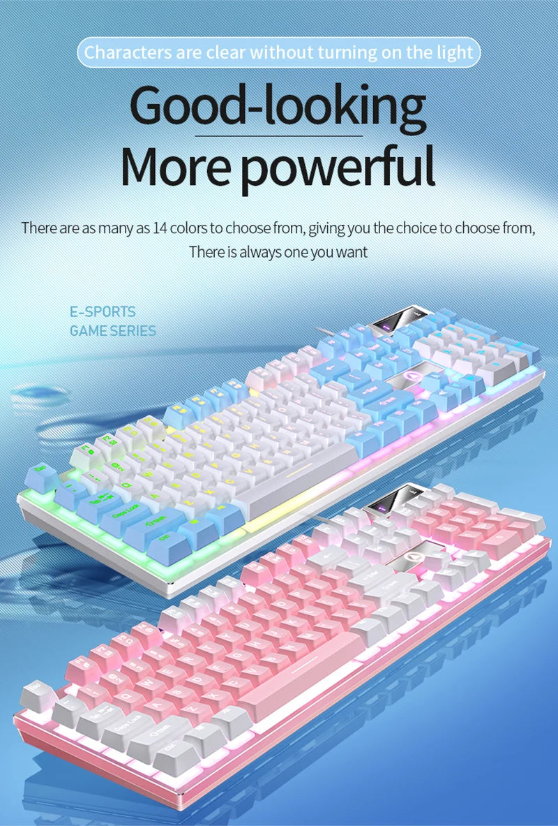 K500 Gaming Wired Mechanical Keyboard Luminous Color Blocking Ergonomic Conflict-free Buttons Pc Desktop Computer Accessories