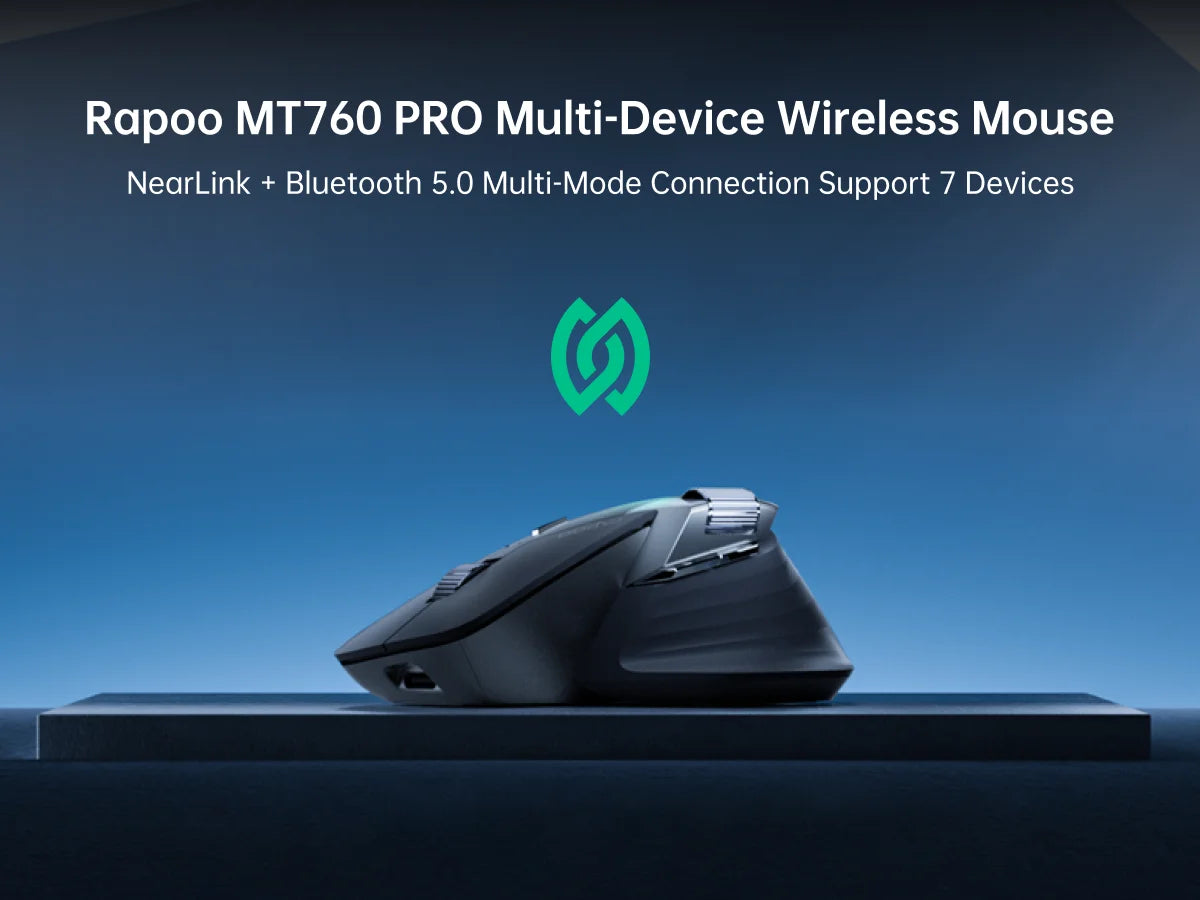 Rapoo MT760PRO Wireless Mouse NearLink + Bluetooth 5.0 Multi-Device 12000 DPI 2K Polling Rate Ergo for Work Gaming Quiet Clicks