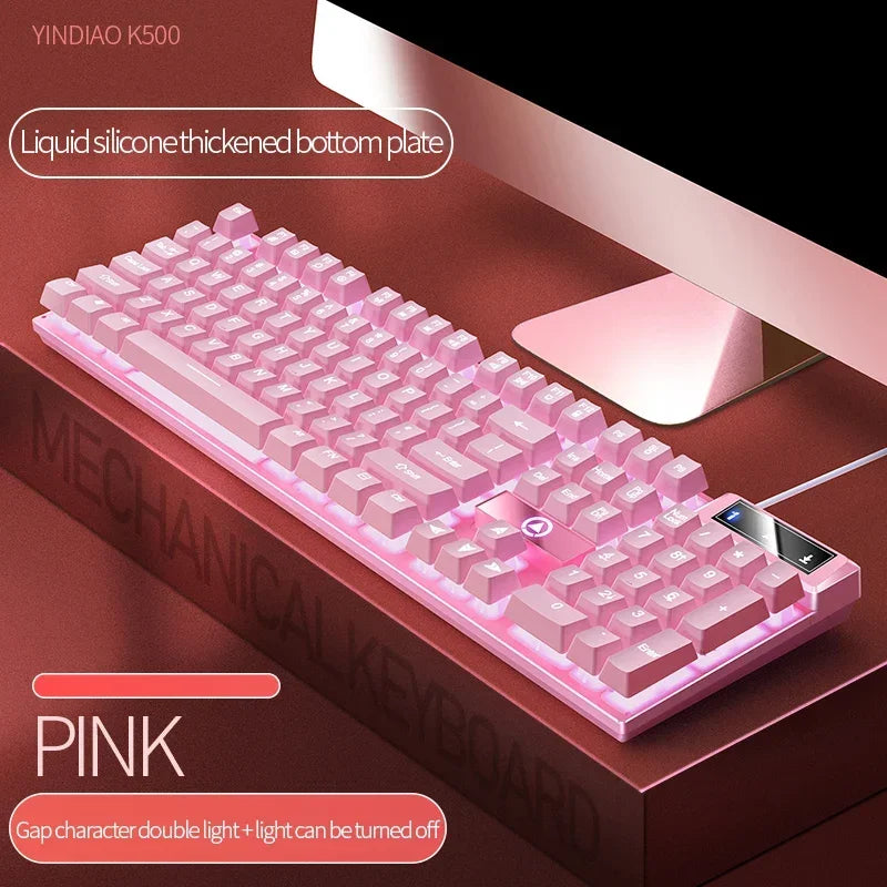 K500 Gaming Wired Mechanical Keyboard Luminous Color Blocking Ergonomic Conflict-free Buttons Pc Desktop Computer Accessories