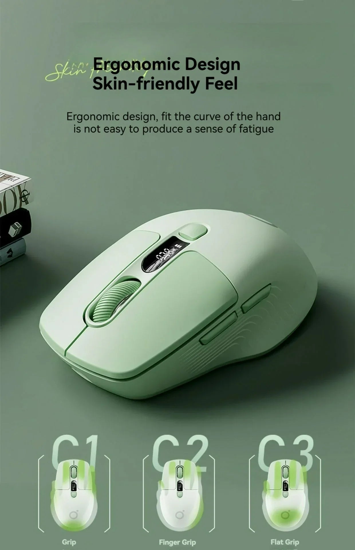 Eweadn Q1 2.4 Wireless Bluetooth Dual-Mode Mouse 1600PDI Smart Screen Esports Silent Rechargeable Gaming Mouse Accessories