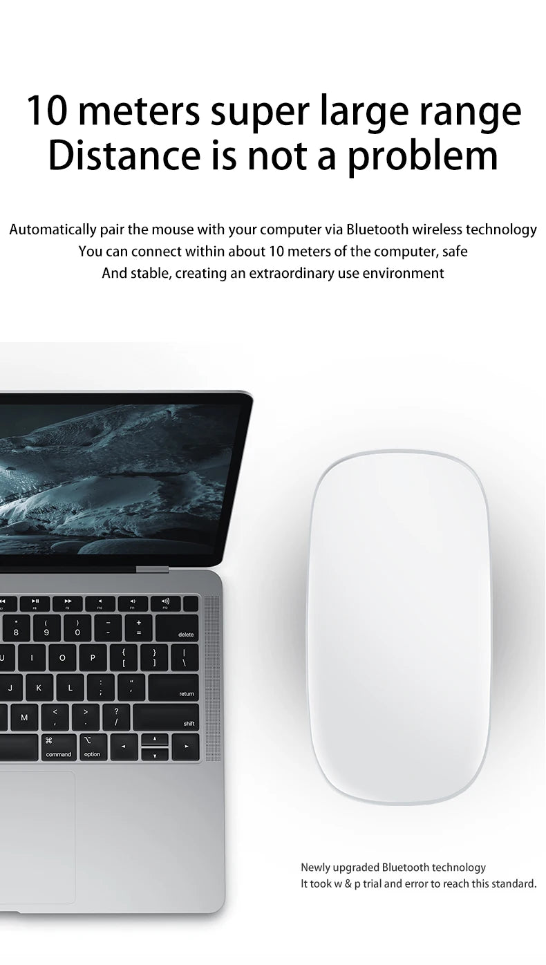 Rechargeable Bluetooth Mouse Magic 3 for MacBook Air/Pro & Win, Ergonomic Multi-Touch BT5.0 Wireless Slim Rechargeable Mouse