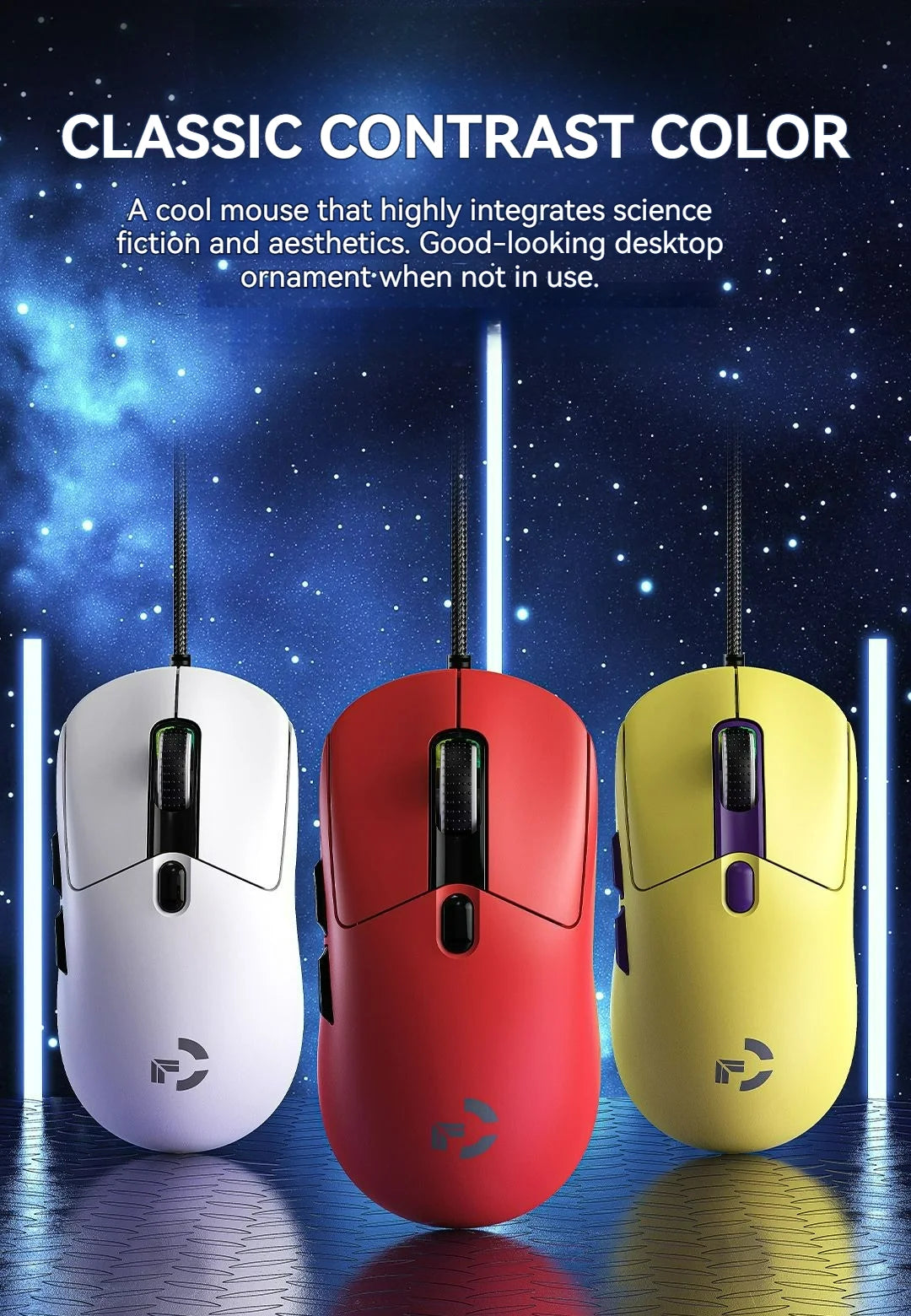 Wired Game Mouse 6 Levels DPI Adjustable Up to 12800DPI Instant A825 Chip RGB Macro Programming Ergonomic Design Universal Mouse