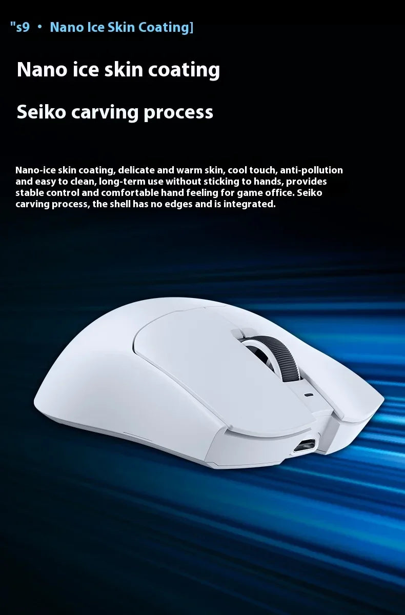 EWEADN S9 Pro Ultra Lightweight Wireless Gaming Mouse Tri-Mode Wireless Mouse 2.4G USB-CBT 8K Polling 26K DPI PAW3395 Mice