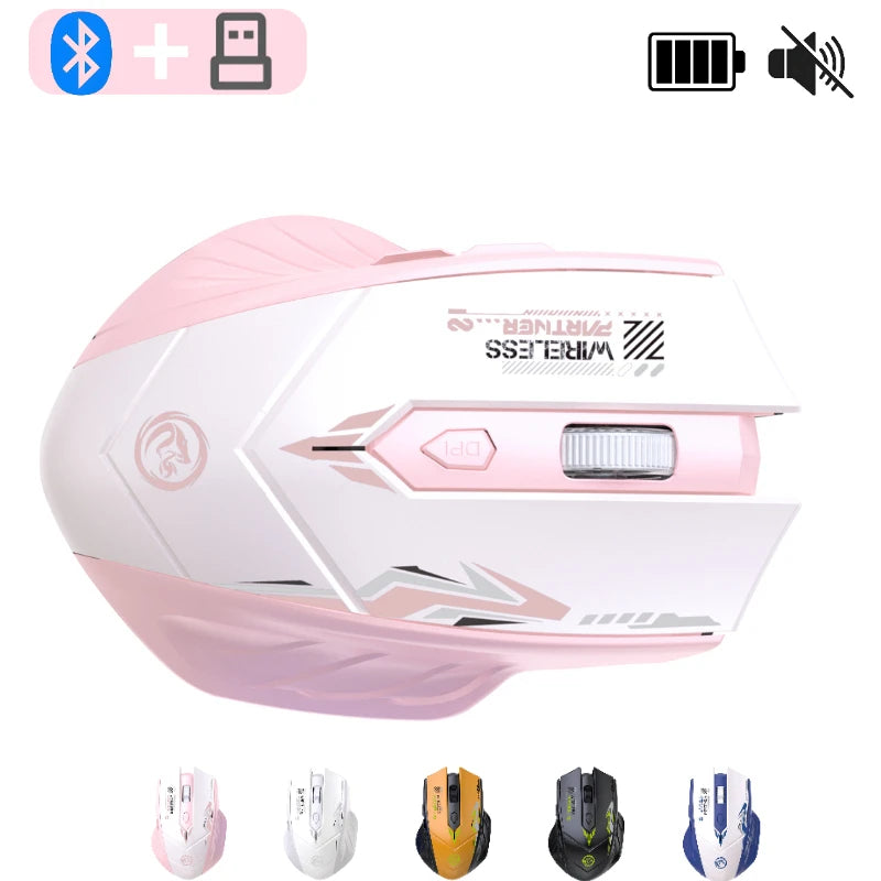 Wireless Mouse Gaming Computer Silent Rechargeable Bluetooth Mouse USB Mechanical E-Sports Backlight PC Gamer Mouse for Laptop