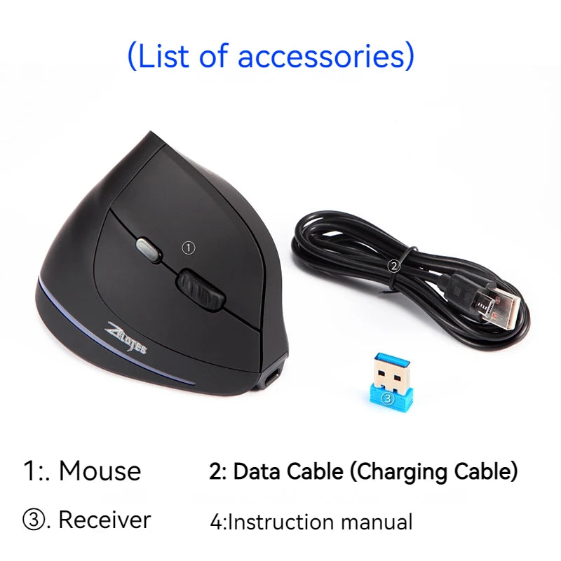 Zelotes F-35 Wireless Gaming Mouse Erect Position 2.4G Rechargeable Three Levels DPI Adjustable Office/Gaming Computer Mouse