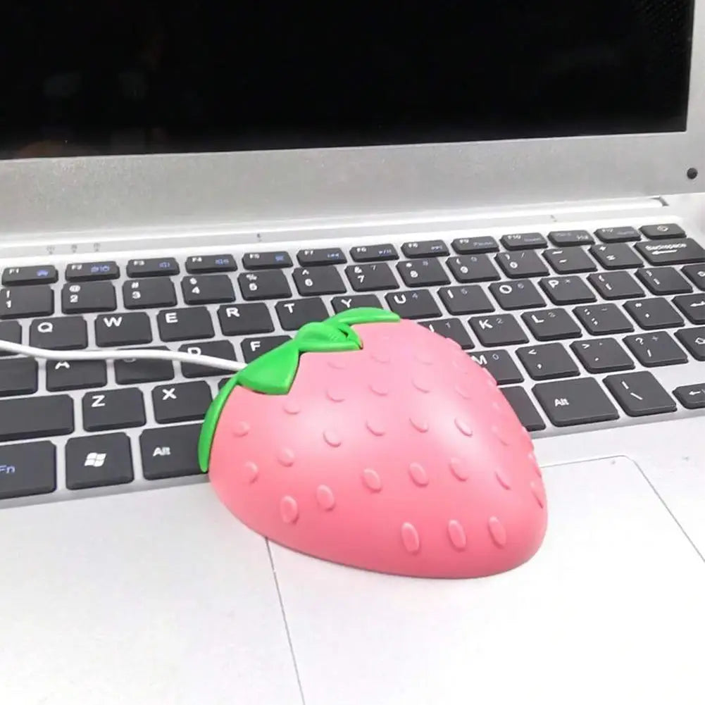 Wired Mouse Pink Strawberry Small Optical PC Computer Game Mouse Cute Creative Design Girls Birthday Gift For Office Laptop V1P8