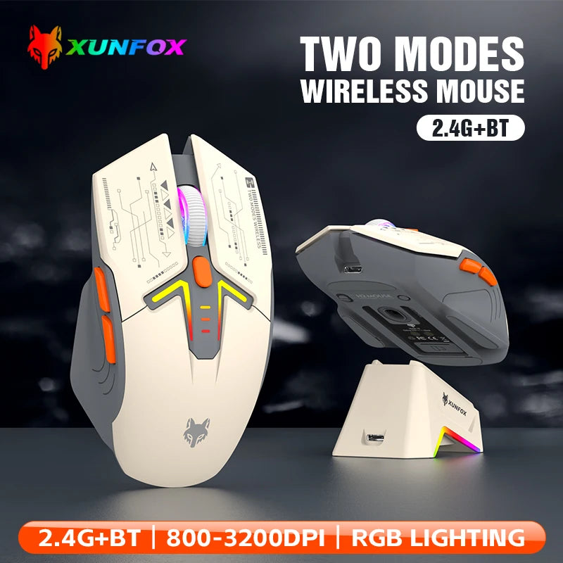 XUNFOX H2 wireless Bluetooth mouse RGB magnetic charging dual-mode e-sports game desktop laptop universal