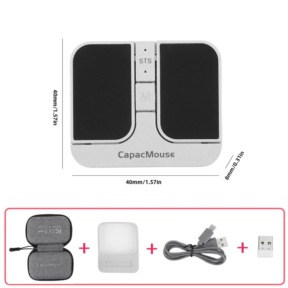Ultra Thin Wireless Computer Mouse 3 Mode Mini Capacitive Mice BT5.2/2.4G/USB 3 Adjustable DPI w/ Receiver for Laptop PC