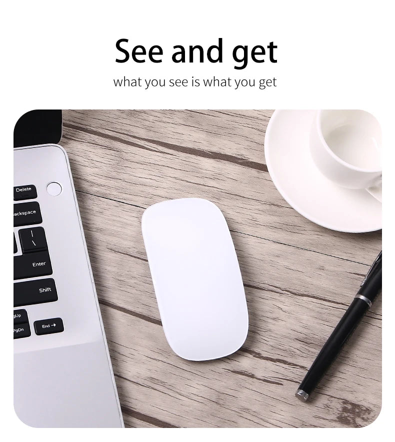 Rechargeable Bluetooth Mouse Magic 3 for MacBook Air/Pro & Win, Ergonomic Multi-Touch BT5.0 Wireless Slim Rechargeable Mouse