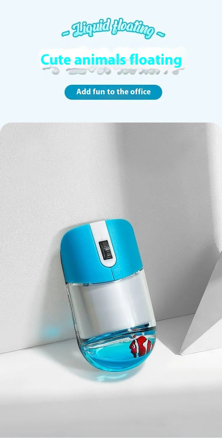 Frutiger Aero Aqua Liquid Mouse Cute Floating Aquarium Animal 2.4G+Bluetooth Wireless Optical Ocean Doll Mice PC Accessories