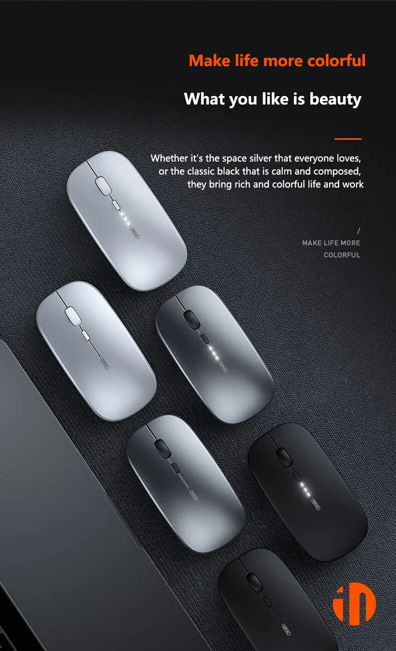 Inphic M1P Rechargeable 2.4G Wireless Mouse Battery Level Display Office Mute Mouse Ultra Thin Portable For Laptop