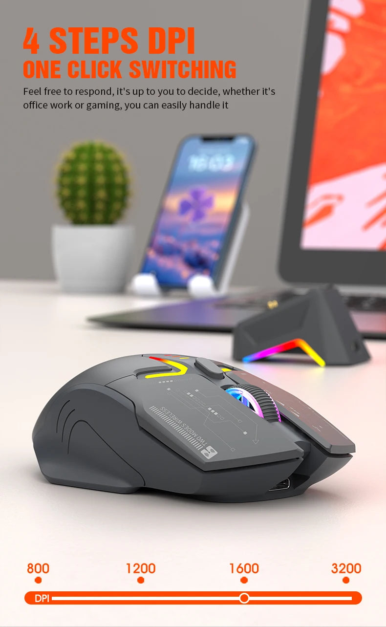 XUNFOX H2 wireless Bluetooth mouse RGB magnetic charging dual-mode e-sports game desktop laptop universal