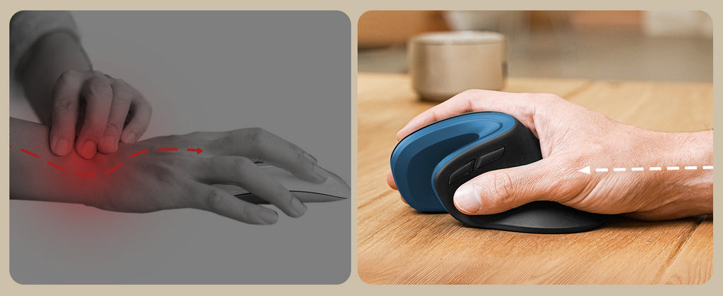 ProtoArc Ergonomic Vertical Mouse EM11 NL Rechargeable Wireless Mouse BT 2.4GHz Optical Ergo Mice with 3 Multi-Device for PC